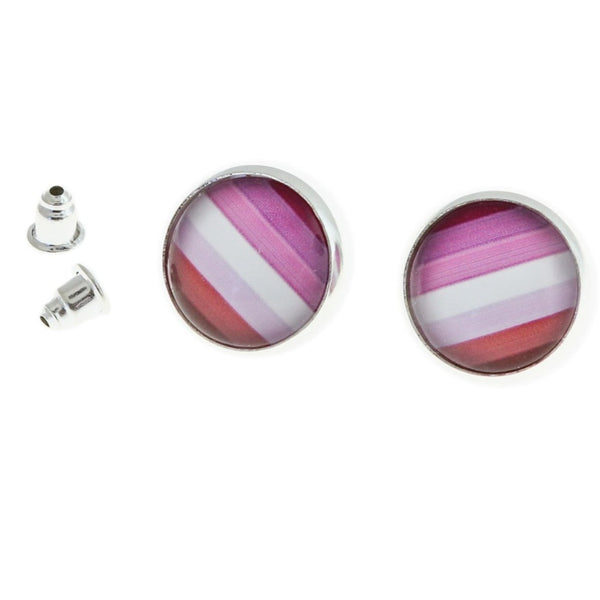 Boucles d'oreilles en acier inoxydable - Lesbian Pride Studs - 15mm - 2 pièces 1 paire - ER182