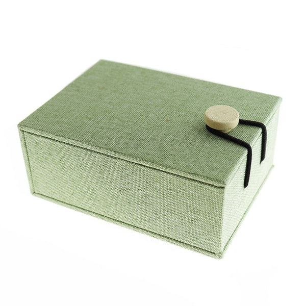 Boîte à Bijoux en Lin - Vert Sauge - 10.5cm x 7.5cm - 1 Pièce - TL238