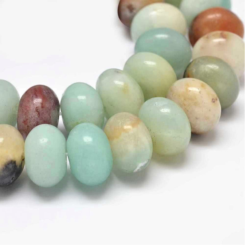 Perles d'amazonite naturelle Rondelle 8 mm x 5 mm - Tons de plage terreux - 1 brin 79 perles - BD1223