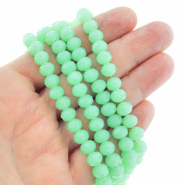 Faceted Glass Beads 8mm x 6mm - Bright Green - 1 Strand 71 Beads - BD1998