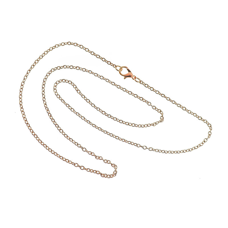 Rose Gold Tone Cable Chain Necklace 24.5"- 2mm - 1 Necklace - N592