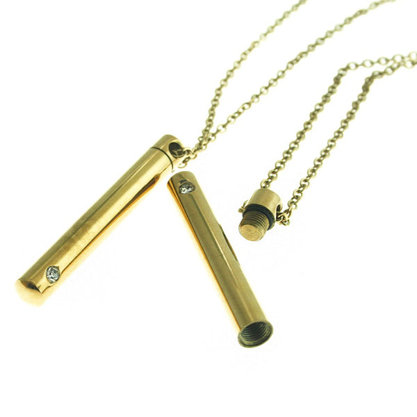 Collier chaîne câble doré 20" avec pendentif urne funéraire - 2,5 mm - 1 collier - Z388