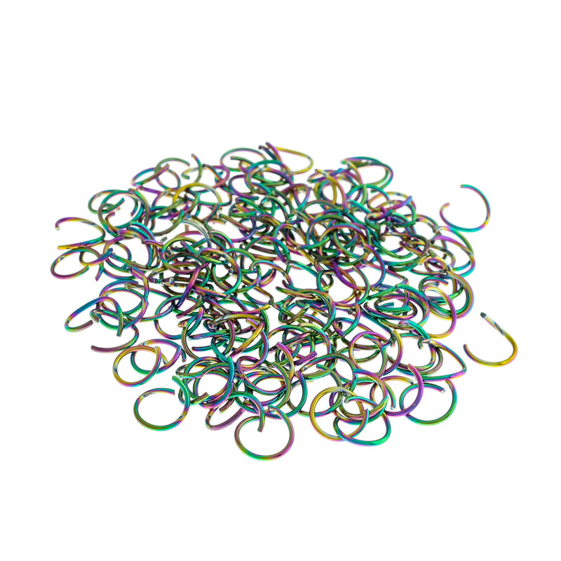 Rainbow Electroplated Stainless Steel Jump Rings 10mm x 1mm - Open 18 Gauge - 20 Rings - SS068