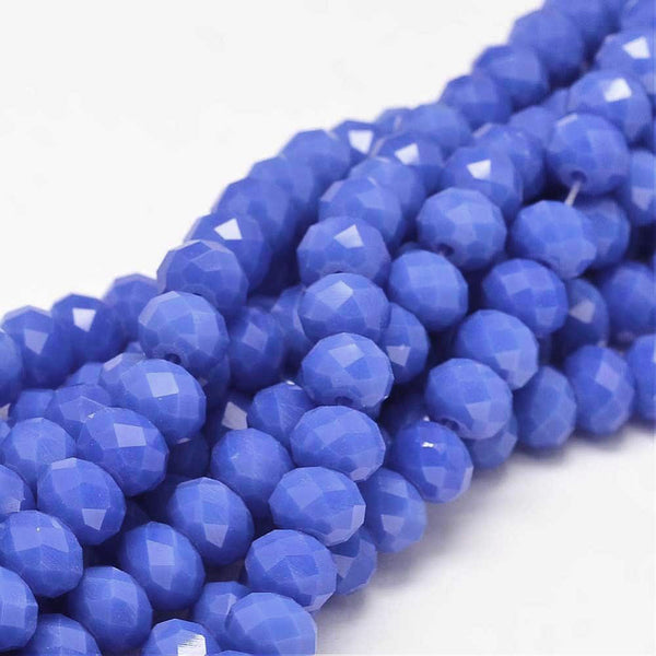 Perles de Verre à Facettes 8mm x 6mm - Bleuet Bleuet - 1 Rang 70 Perles - BD1243
