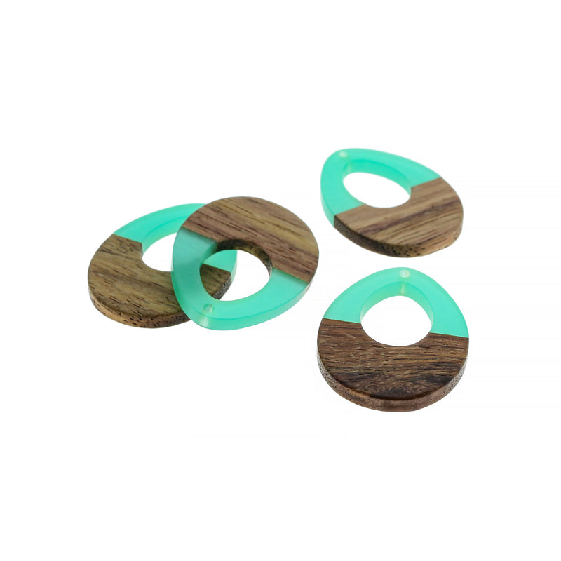 Drop Natural Wood and Turquoise Resin Charm 37mm - WP200