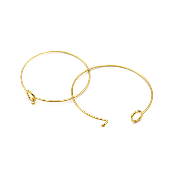 Gold Stainless Steel Hook Bangle 60mm ID - 1.7mm - 1 Bangle - N699