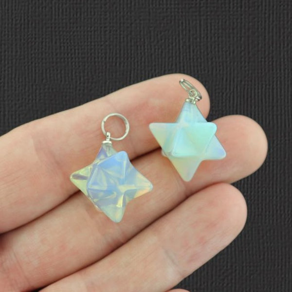 Natural Opalite Merkaba Star Pendant 3D - GEM034