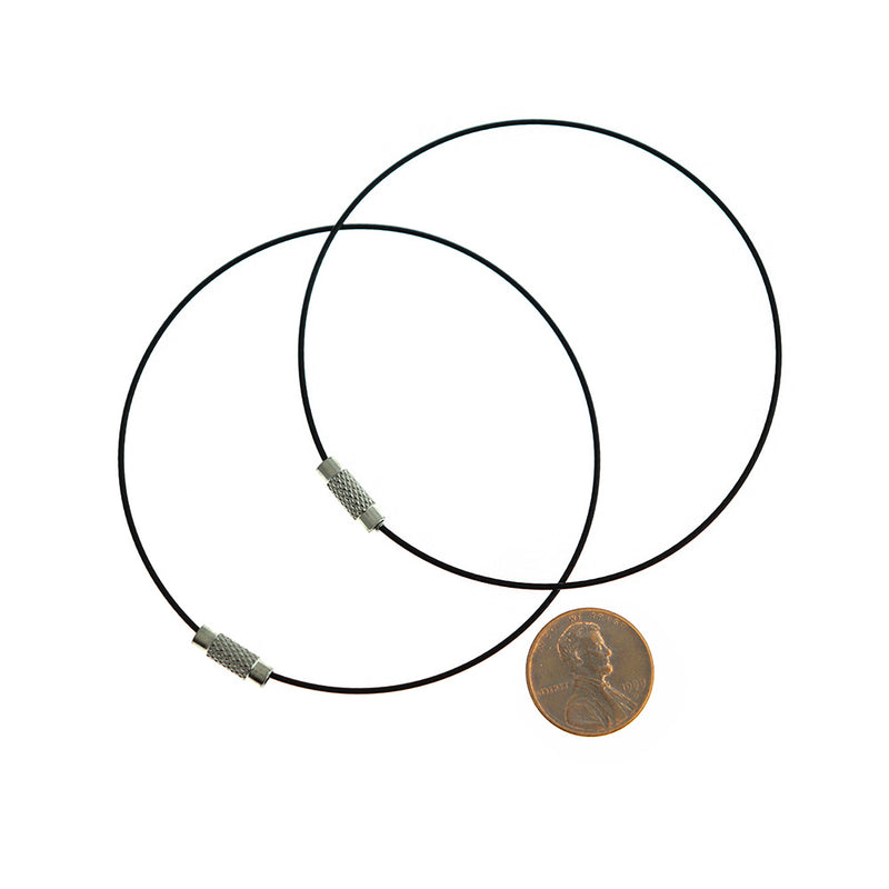 Black Steel Wire Bracelet 8.5" - 1mm - 25 Bracelets - N045C