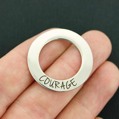 Courage Stainless Steel Affirmation Circle Charms - BFS021-0992