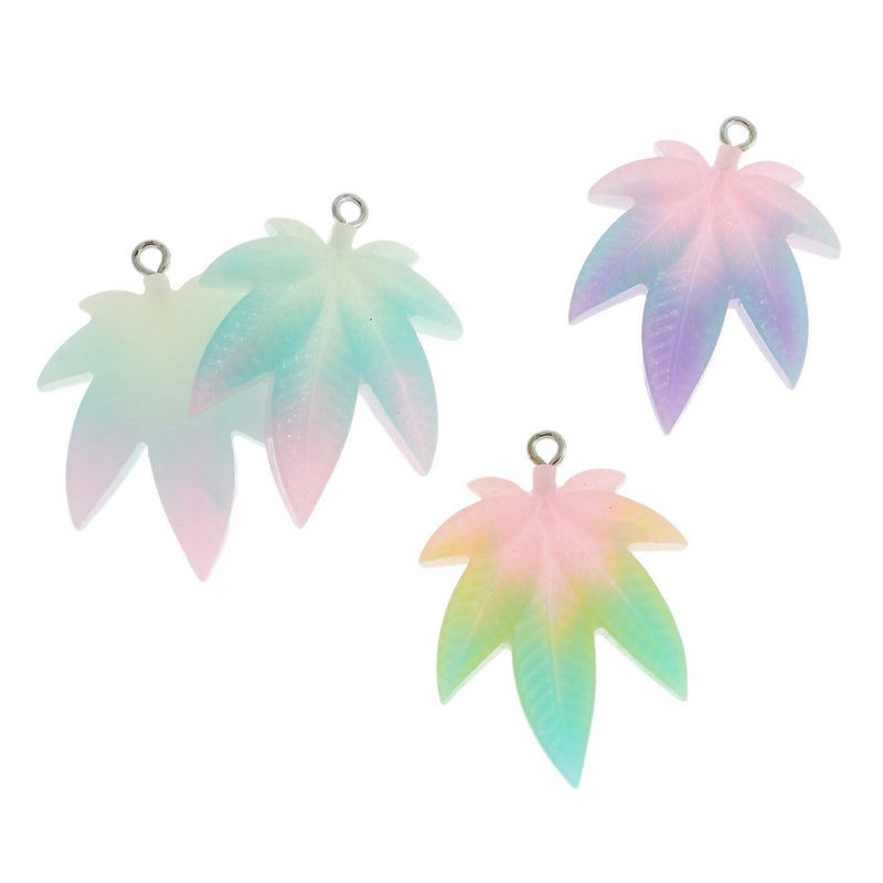 4 Assorted Weed Leaf Resin Charms - K510