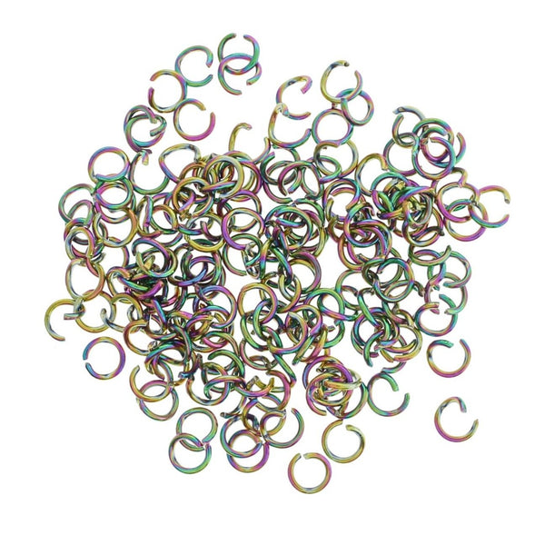 Rainbow Electroplated Stainless Steel Jump Rings 3.5mm x 0.6mm - Open 22 Gauge - 100 Rings - SS064