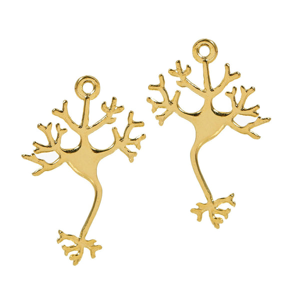 5 Neuron Antique Gold Tone Charms 2 Sided - GC799