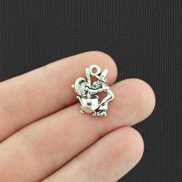 8 Witch and Cauldron Antique Silver Tone Charms - SC7274