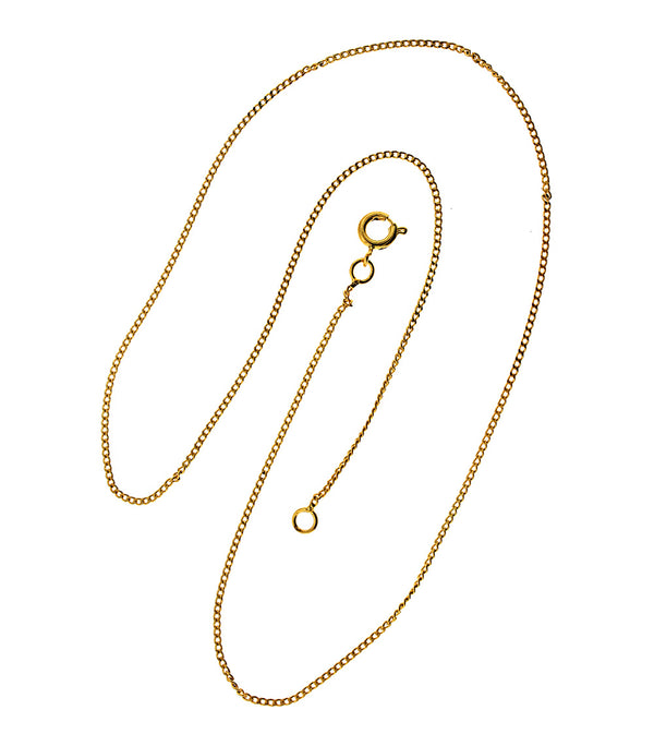 Gold Tone Curb Chain Necklace 18" - 1mm - 1 Necklace - N097