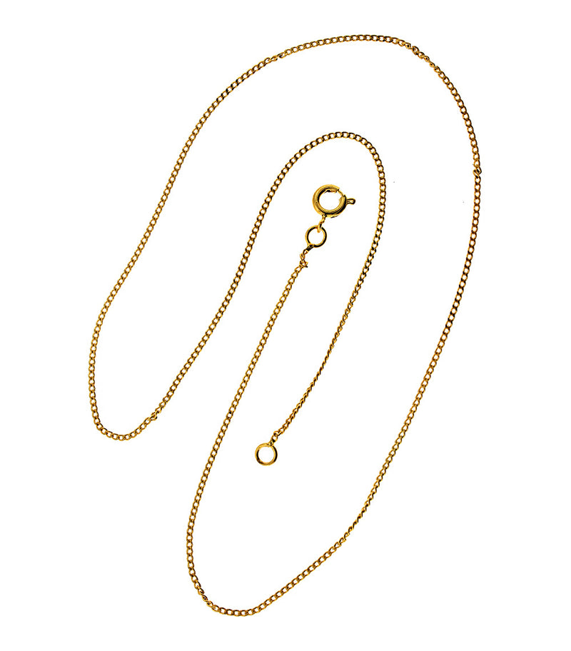 Gold Tone Curb Chain Necklaces 18" - 1mm - 10 Necklaces - N097