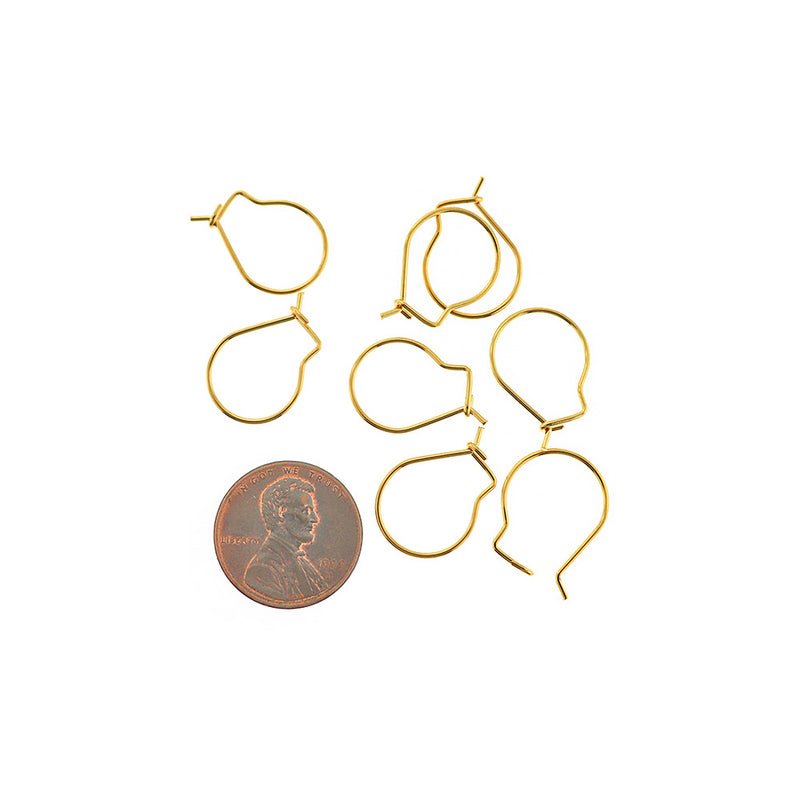 Boucles d'oreilles en acier inoxydable doré - Crochets de style réniforme - 18 mm x 13 mm - 4 pièces 2 paires - FD890