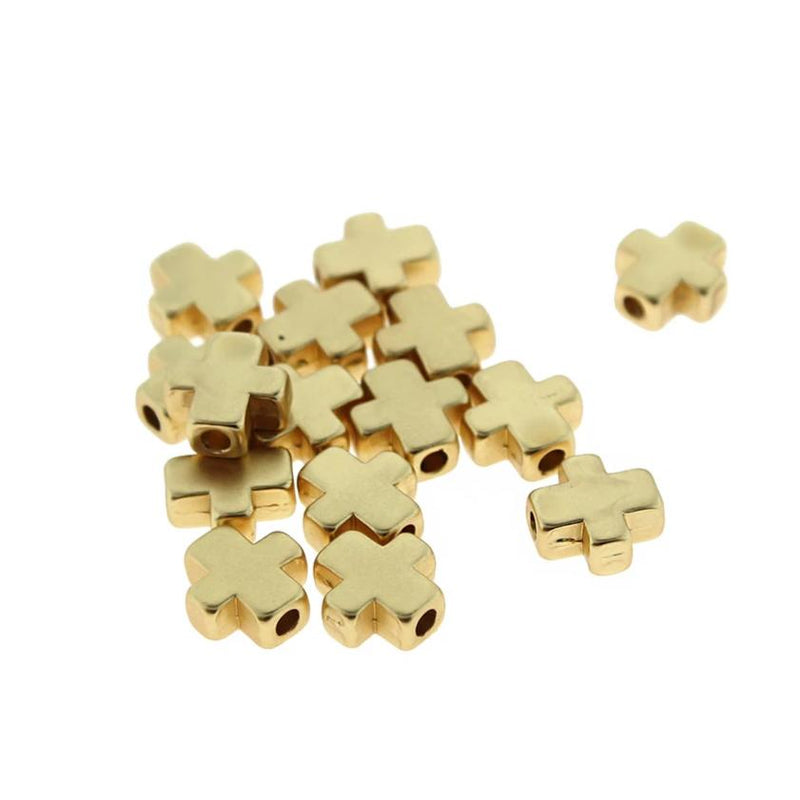 Cross Spacer Beads 8mm - Gold Plated - 5 Beads - BD1217