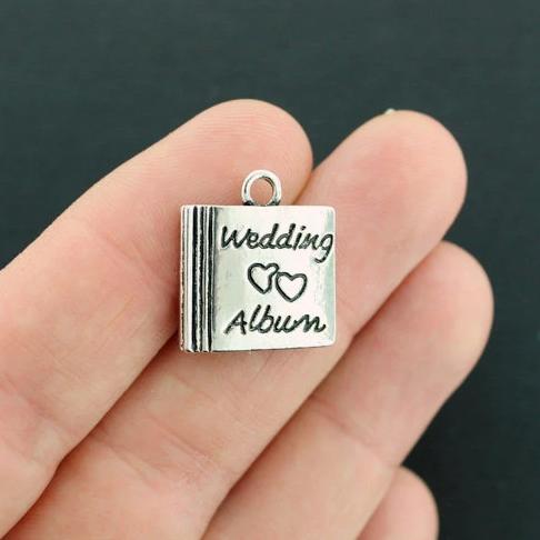 4 Wedding Album Antique Silver Tone Charms - SC7619