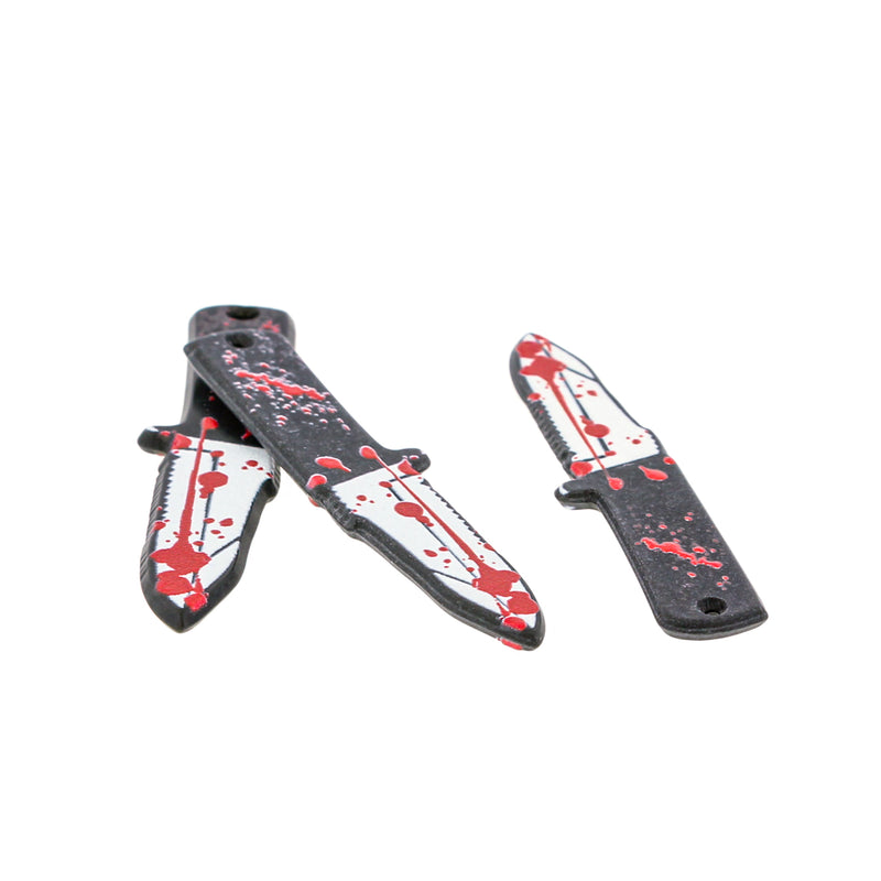 2 Horror Bloody Knife Resin Charms 2 Sided - K626