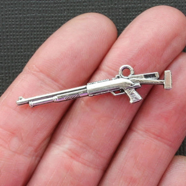 6 breloques ton argent antique fusil 2 faces - SC1675
