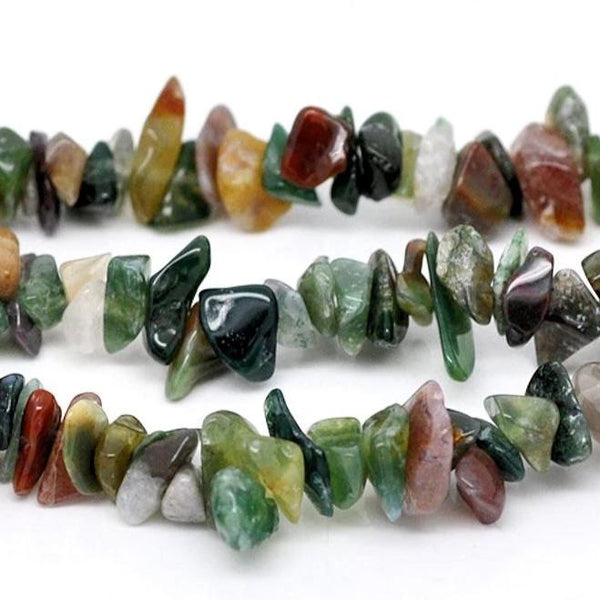 Chip Natural Agate Beads 5mm-10mm - Forest Green and Earth Tones - 1 Strand 250 Beads - BD079