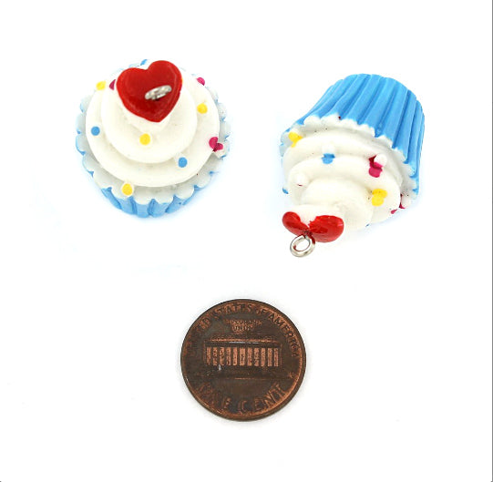 4 Cupcake Resin Charms 3D - K117