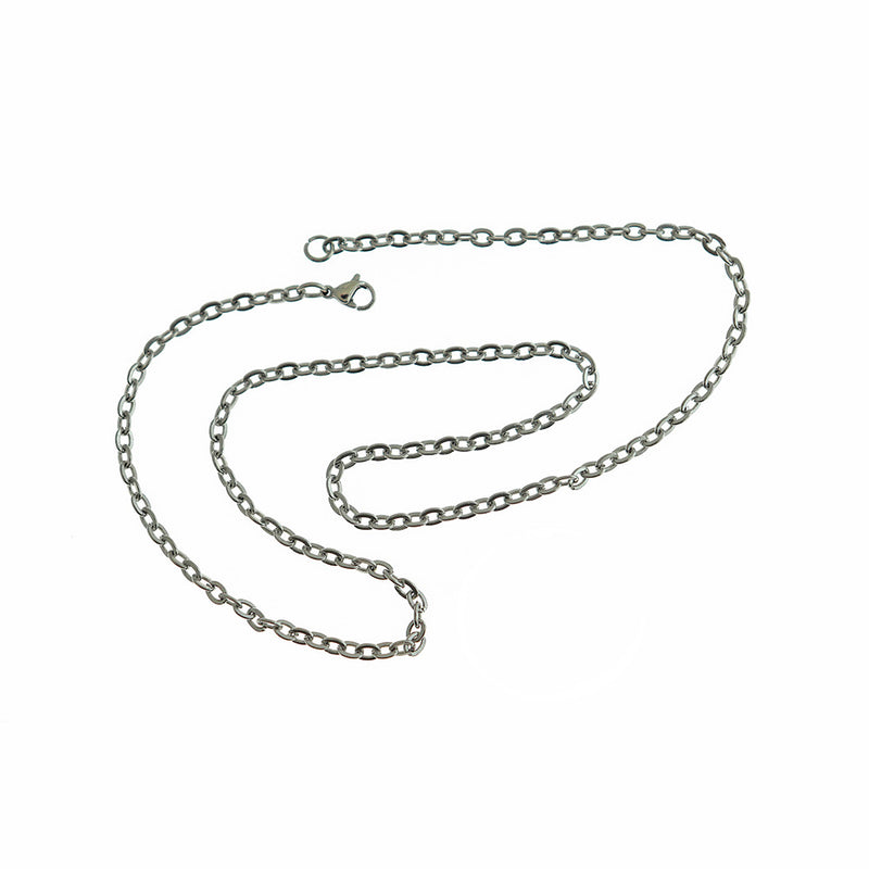 Silver Tone Cable Chain Necklaces 18" - 3mm - 5 Necklaces - N425