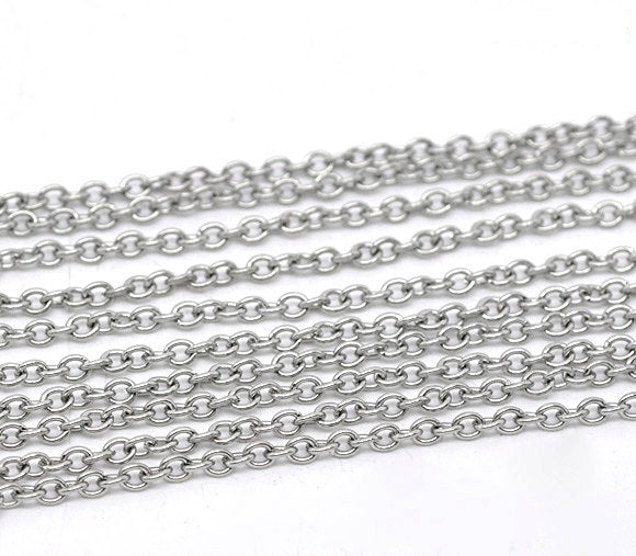 BULK Silver Tone Cable Chain 32ft - 2.5mm - FD166