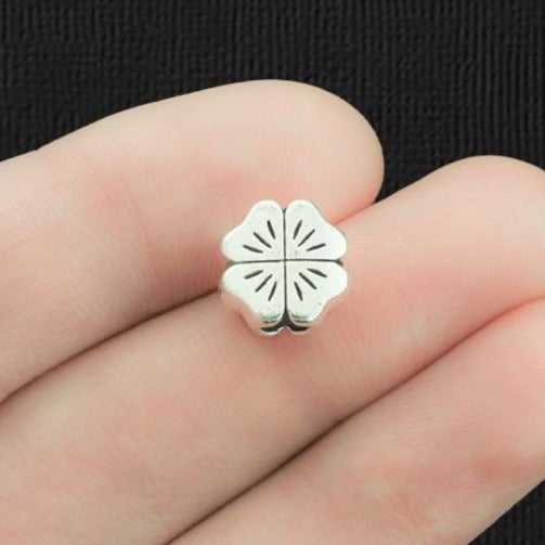 Flower Spacer Beads 10mm x 6mm - Antique Silver Tone - 10 Beads - SC1921