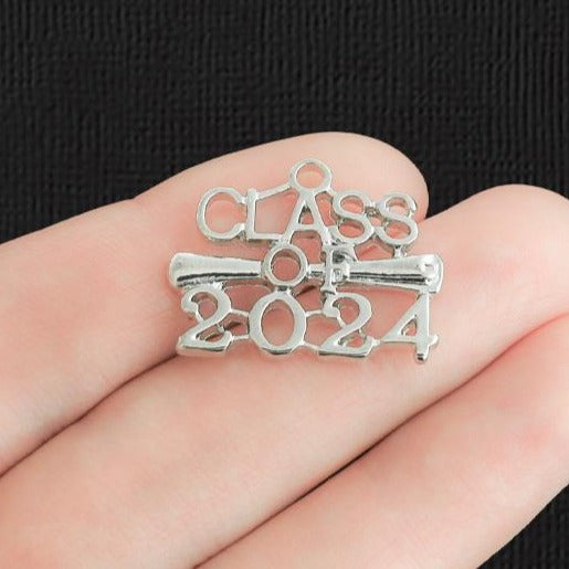 5 Class of 2024 Diploma Silver Tone Charms - SC7624