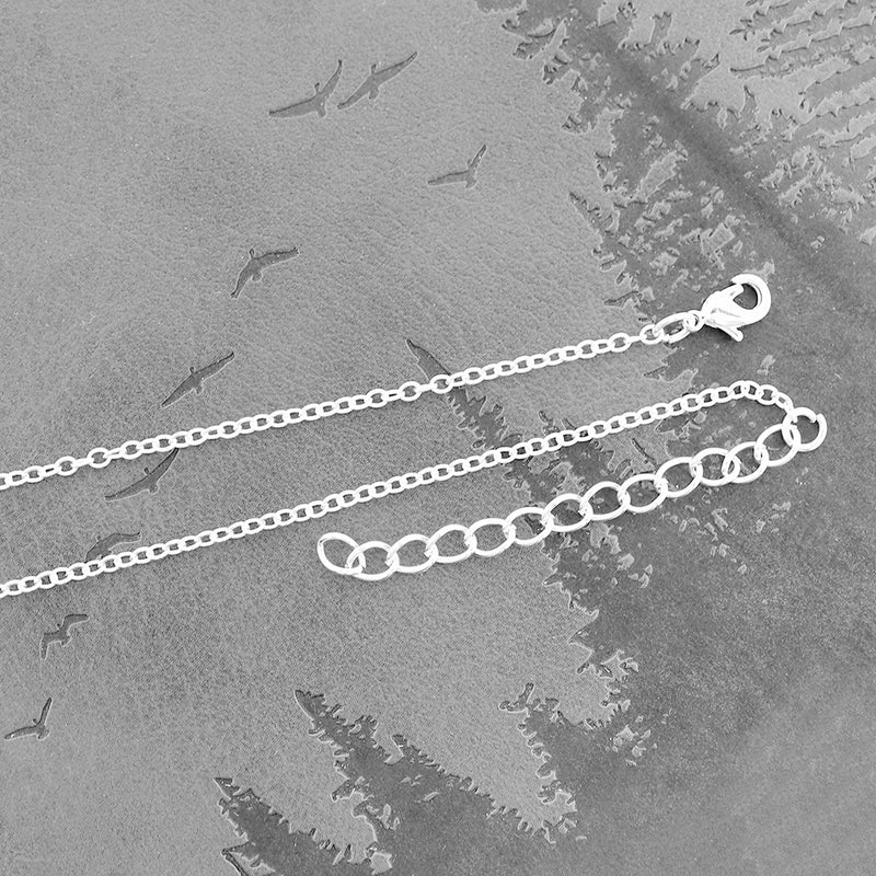 Silver Tone Rolo Chain Necklace 19" - 1mm - 1 Necklace - N557