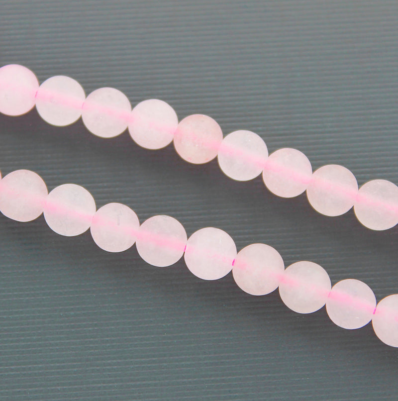 Round Natural Rose Quartz Beads 6mm - Frosted Petal Pink - 1 Strand 63 Beads - BD1489