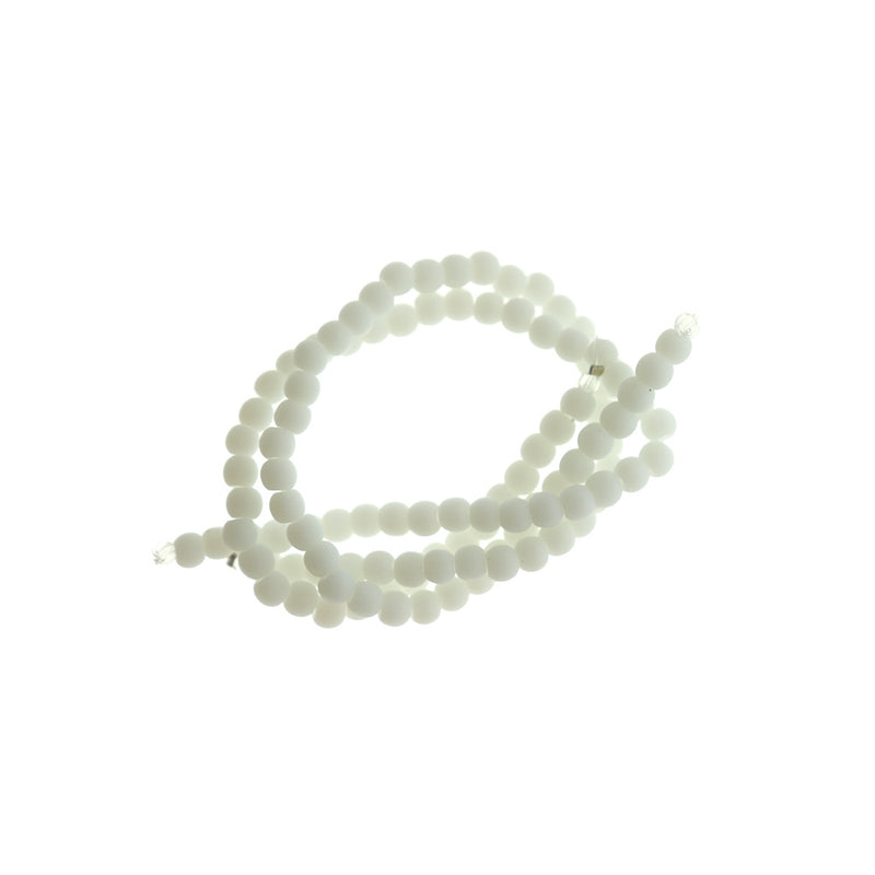 Round Cultured Sea Glass Beads 4mm - White - 1 Strand 48 Beads - U142