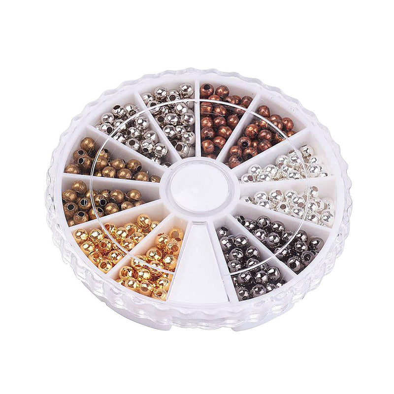 Spacer Bead Assortment with Six Finishes in Handy Storage Box - 3mm x 3mm - FD550