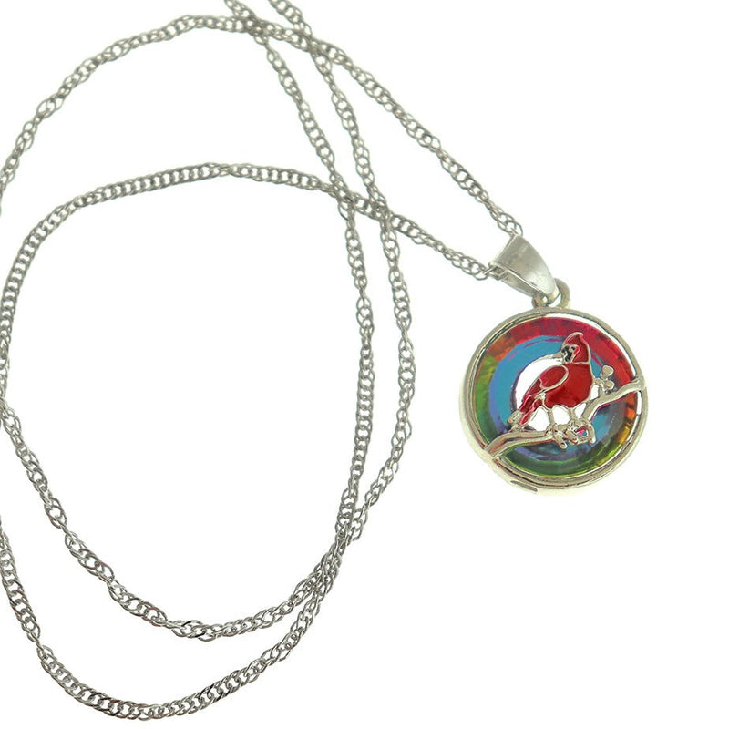 Silver Tone Cable Chain Necklace 19" With Cardinal Pendant - 3mm - 1 Piece - Z062