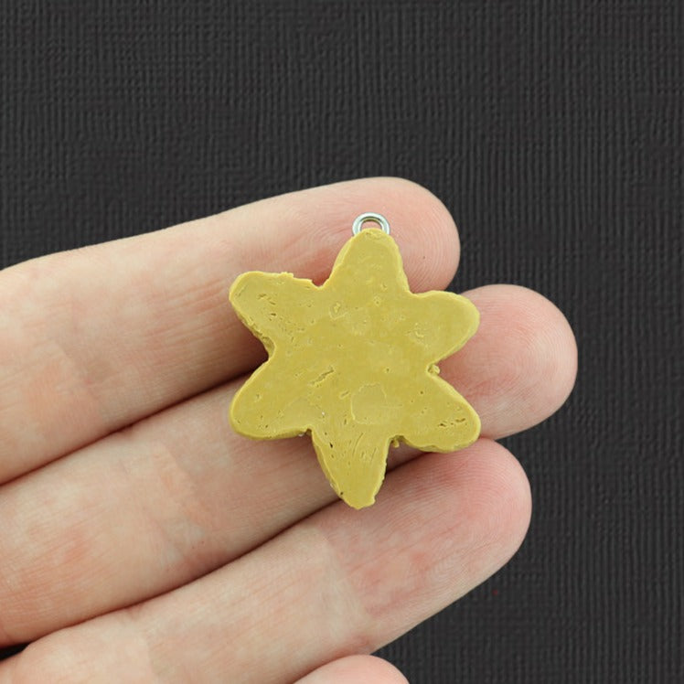 4 Gingerbread Snowflake Polymer Clay Charms - E1003