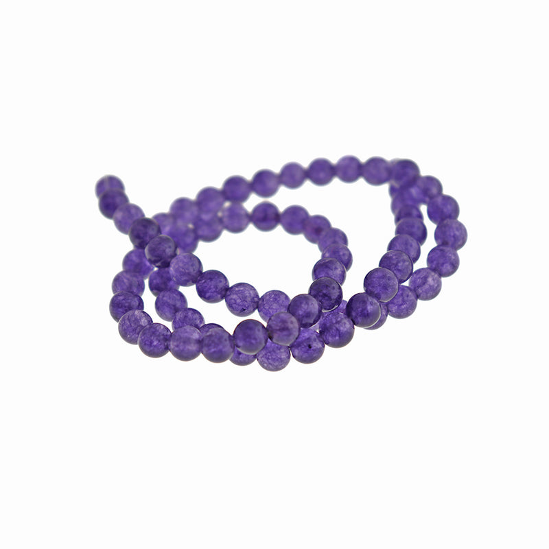 Perles Rondes Imitation Jade 6mm - Violet - 1 Rang 67 Perles - BD1751