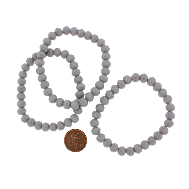 Faceted Glass Bead Bracelet 68mm - Light Grey - 1 Bracelet - BB174