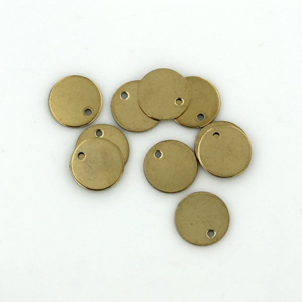 Circle Stamping Blanks - Gold Tone Stainless Steel - 10mm - 4 Tags - MT435