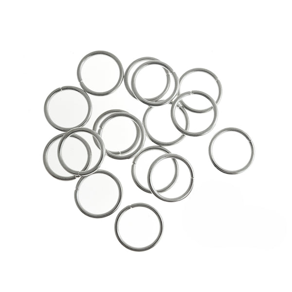 Silver Tone Jump Rings 20mm x 2mm - Open 12 Gauge - 50 Rings - J095