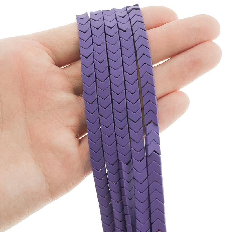 Chevron Hematite Beads 6mm - Royal Purple - 1 Strand 98 Beads - BD460