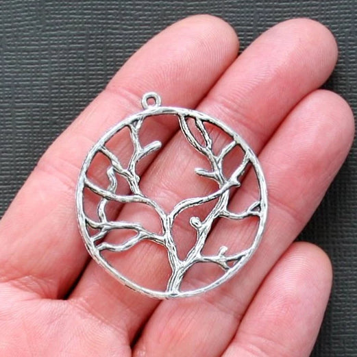4 Tree of Life Antique Silver Tone 2 Sided Charms - SC1506