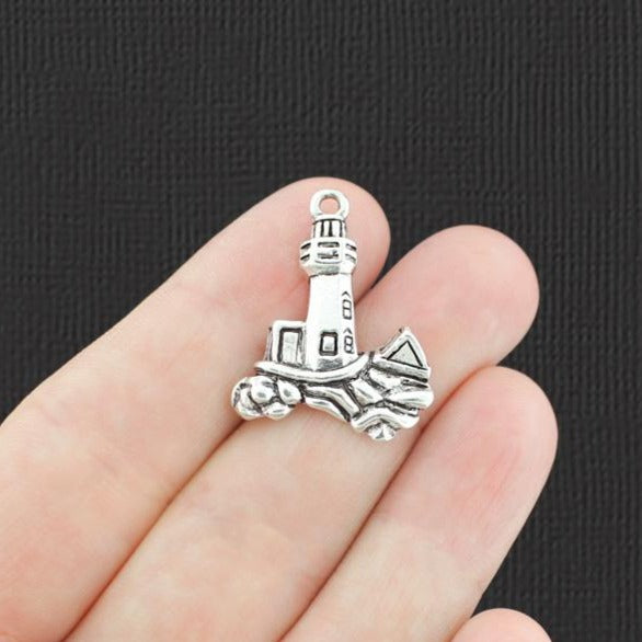 2 Lighthouse Antique Silver Tone Charms - SC8060