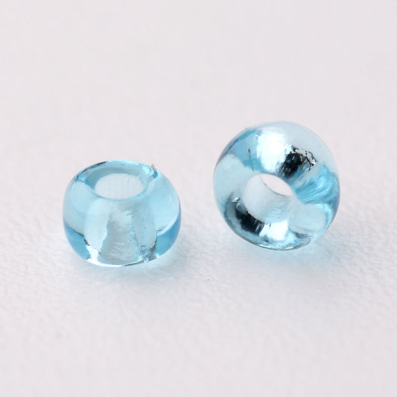 Perles de verre rocailles 6/0 4mm - Bleu glacier - 50g 500 perles - BD1278