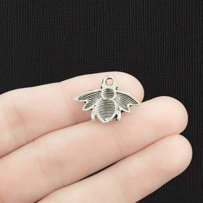 10 Bee Antique Silver Tone Charms - SC026