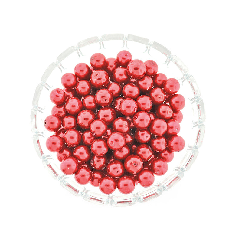 Perles Rondes en Résine 12mm - Rouge Vif - 25 Perles - BD2479
