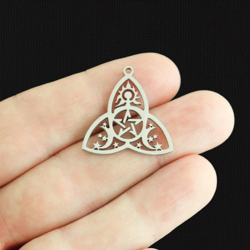 2 Celtic Knot Stainless Steel Charms 2 Sided - SSP593