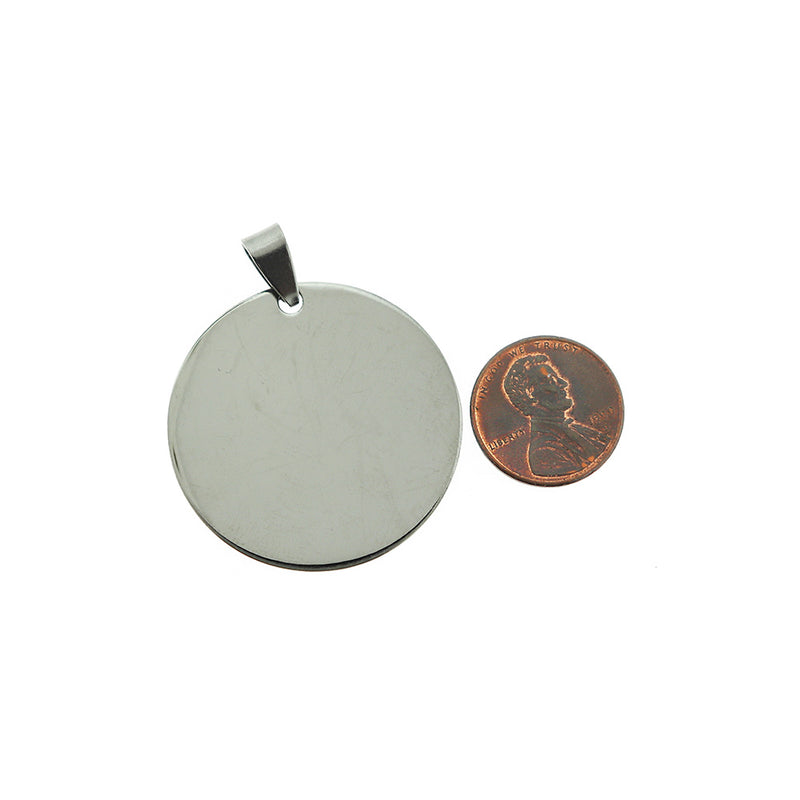 SALE Circle Stamping Blanks - Stainless Steel - 43mm x 36mm - 1 Tag - MT249