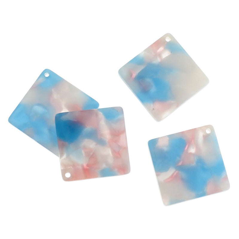 4 Cotton Candy Marble Resin Charms 2 Sided - K538