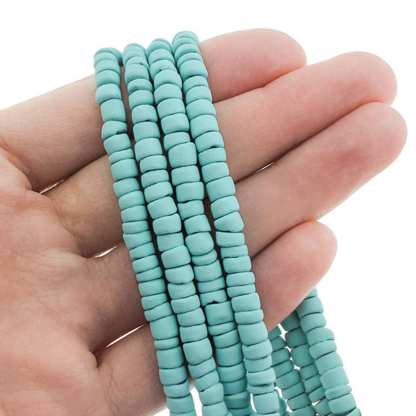 Barrel Coconut Beads 6mm - Turquoise - 1 Rang 126 Perles - BD064